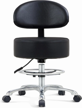 Height Adjustable Rolling Shop Stool with Back Support - Kitchen Stool with Wheels Heavy Duty Stool with Back for Salon,Spa,Massage,Tattoo,Esthetician – Rolling Stool Extra Thick for Extreme Comfort