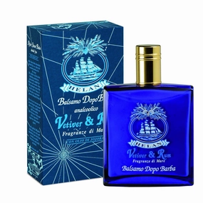 Helan Vetiver & Rum - Natural & Non-Alcoholic Beard Balm, Aftershave for Men - Refreshing, Emollient & Soothing Against Irritation, Fresh and Fragrant Emulsion, Light Texture, Made in Italy, 100 fl oz
