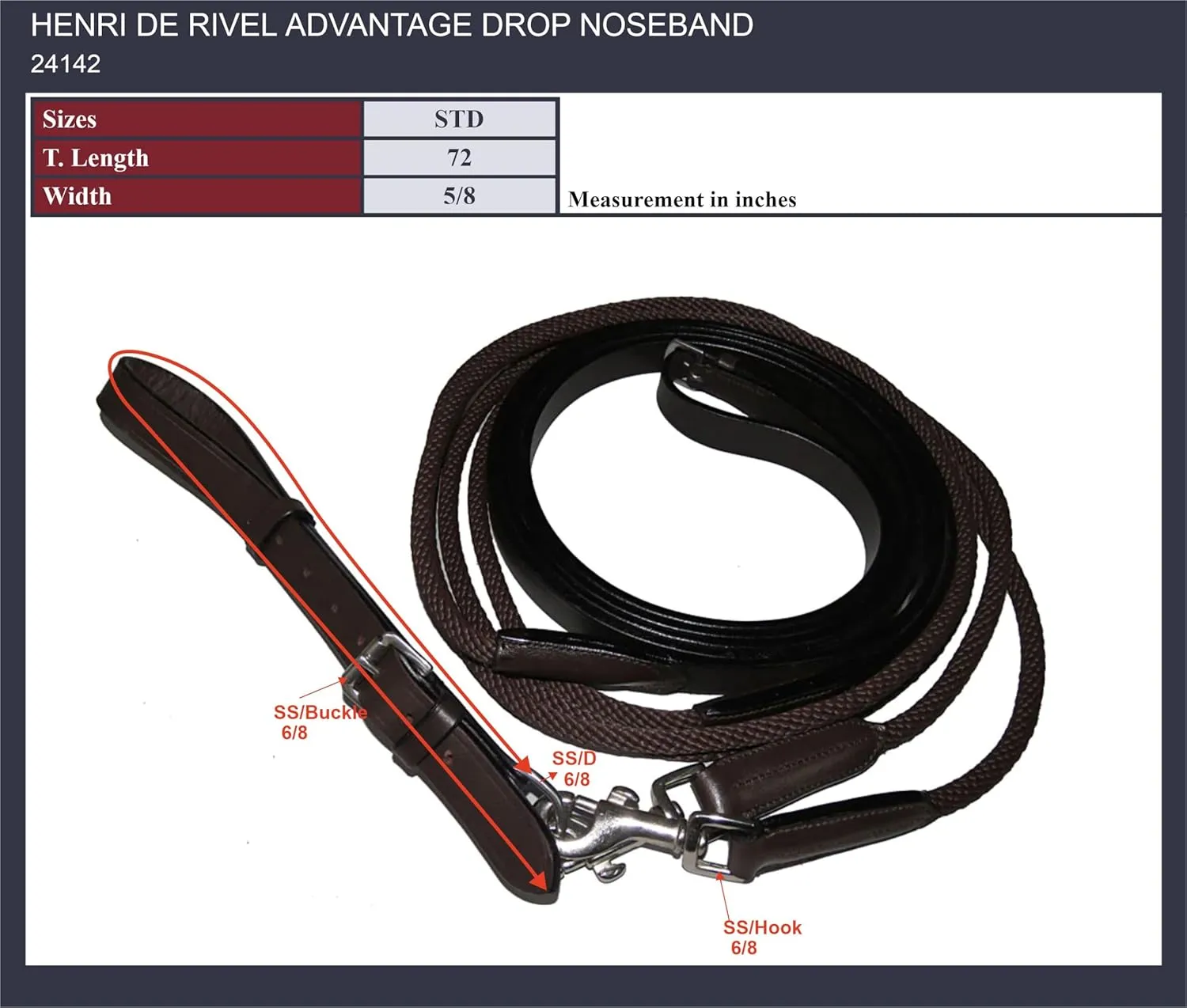 Henri de Rivel Advantage Draw Reins - Rounded Nylon/Leather Snap