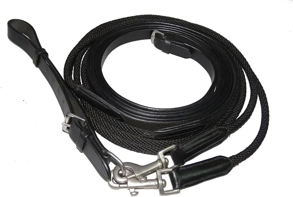 Henri de Rivel Advantage Draw Reins - Rounded Nylon/Leather Snap