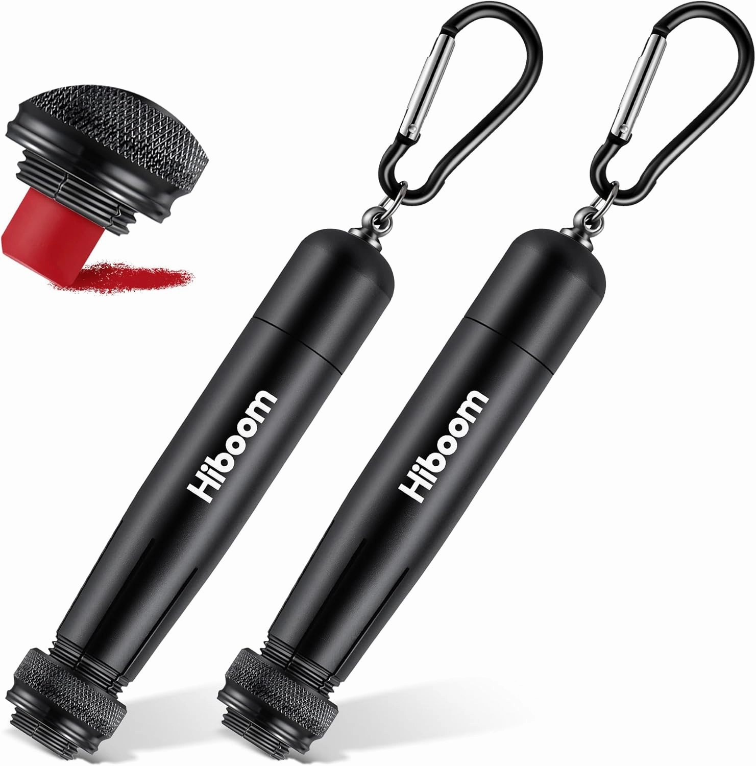 Hiboom 2 Pack Heavy Duty Crayon Holder with Spring D Rings Buckle, Industrial Lumber Crayon Holder Adjustable Metal Holder for 1/2" Round or Hexagonal Crayons, Ferro Rods, or Large Chalk(Black)