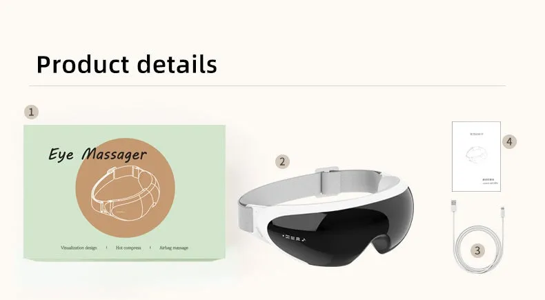 High Quality 6D Smart Eye Massager Heated Eye Mask – Vibration, Airbag Pressure, Infrared Hot Compress, Music Therapy, Relieve Eye Fatigue, Compact 180° Folding Design for Travel & Home Use