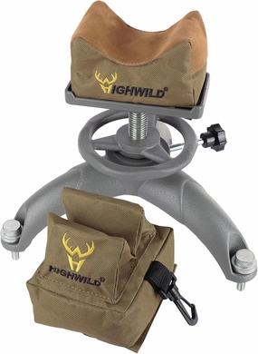 Highwild Adjustable Gun Rifle Rest for Outdoor Shooting and Hunting - Convenient Height Adjustment - With Front and Rear Rest Bag