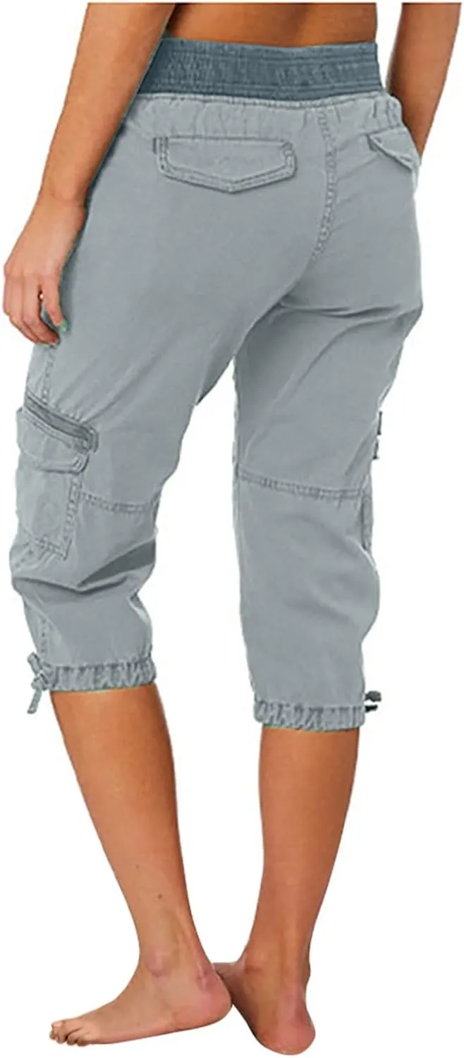Hiking Capris for Women Lightweight Quick Dry Cargo Capri Travel Pants Women Casual Fashion Capris with Pockets