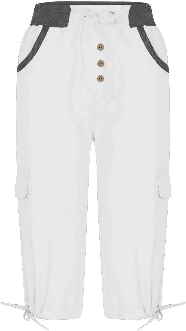Hiking Capris for Women Lightweight Quick Dry Cargo Capri Travel Pants Women Casual Fashion Capris with Pockets