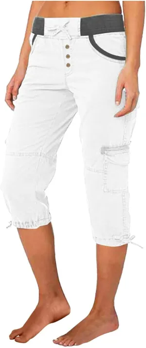 Hiking Capris for Women Lightweight Quick Dry Cargo Capri Travel Pants Women Casual Fashion Capris with Pockets
