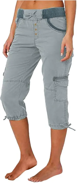 Hiking Capris for Women Lightweight Quick Dry Cargo Capri Travel Pants Women Casual Fashion Capris with Pockets
