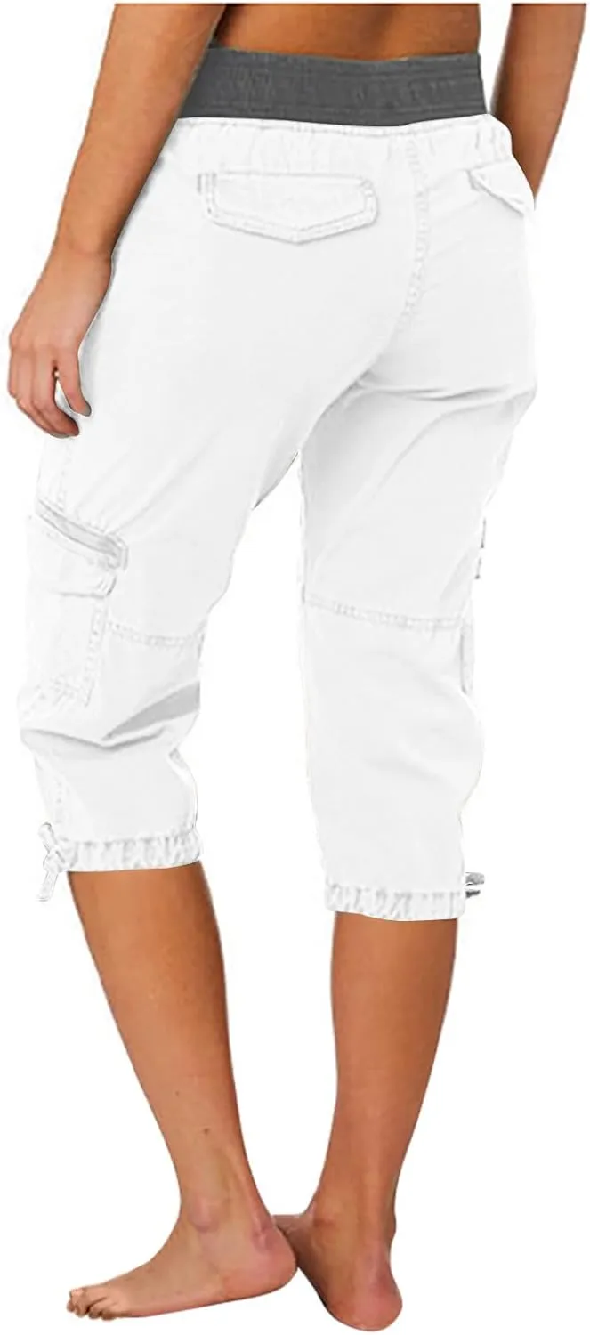 Hiking Capris for Women Lightweight Quick Dry Cargo Capri Travel Pants Women Casual Fashion Capris with Pockets