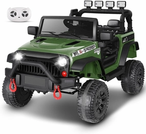 Hikole Kids Ride on Car with Parent Remote Control, 12V Electric Battery Operated Car for Kids w/LED Lights, Bluetooth, Music, 3 Speeds, Soft Start, 12 Volt Ride on Toys for Toddler, Green