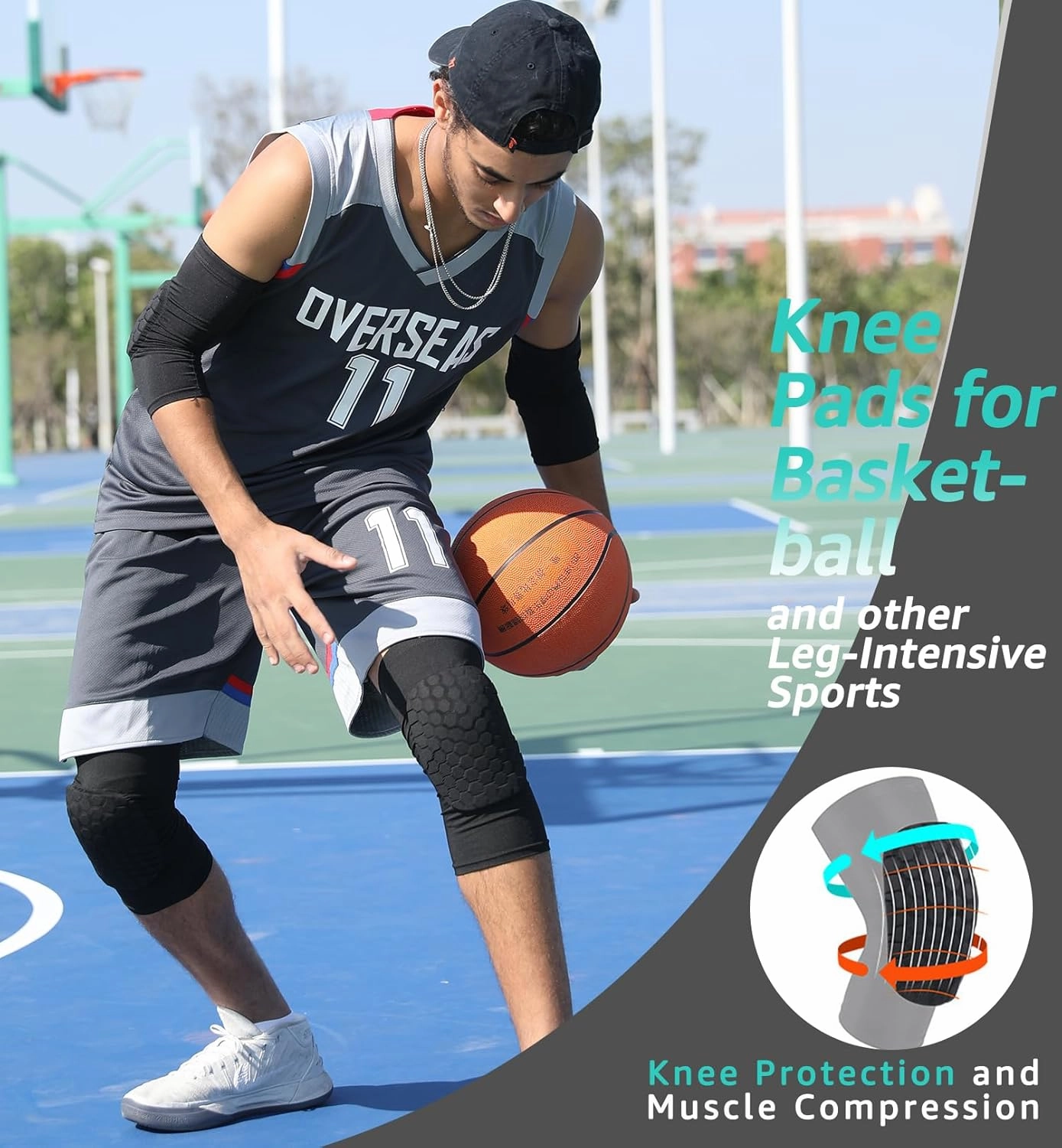 HiRui Knee Pads for Kids Youth Adult, Basketball Baseball Knee Brace Knee Support, Collision Avoidance Kneepad Compression Knee Sleeve for Volleyball Football Cycling Running-1Pair (Black, S)