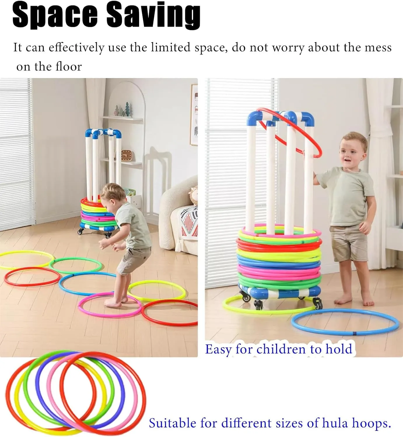 Home Children's Hula Hoop Storage Shelf for Obstacle Course, Removable Fitness Hoop Cart, Portable Sports Hula Hoops Holder for Elementary School(45cm (17 3/4"))