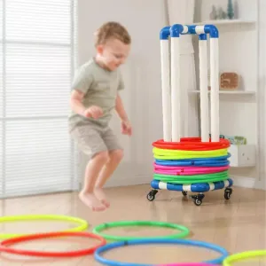 Home Children's Hula Hoop Storage Shelf for Obstacle Course, Removable Fitness Hoop Cart, Portable Sports Hula Hoops Holder for Elementary School(45cm (17 3/4"))