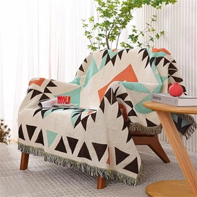 Homesy Aztec Throw Blankets Navajo Southwestern Throws Cover Reversible Green Boho Southwest Blanket for Couch Chair Sofa Bed Home Outdoor Beach Car Tent Travel Camping 51"x63"