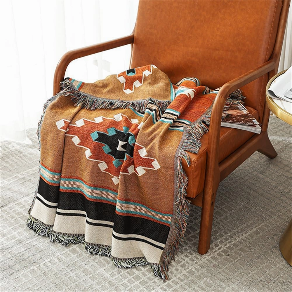 Homesy Boho Throw Blankets Southwestern Bed Throws Cover Reversible Green Aztec Southwest Blanket for Couch Chair Sofa Home Outdoor Beach Car Tent Travel Camping 51"x63"