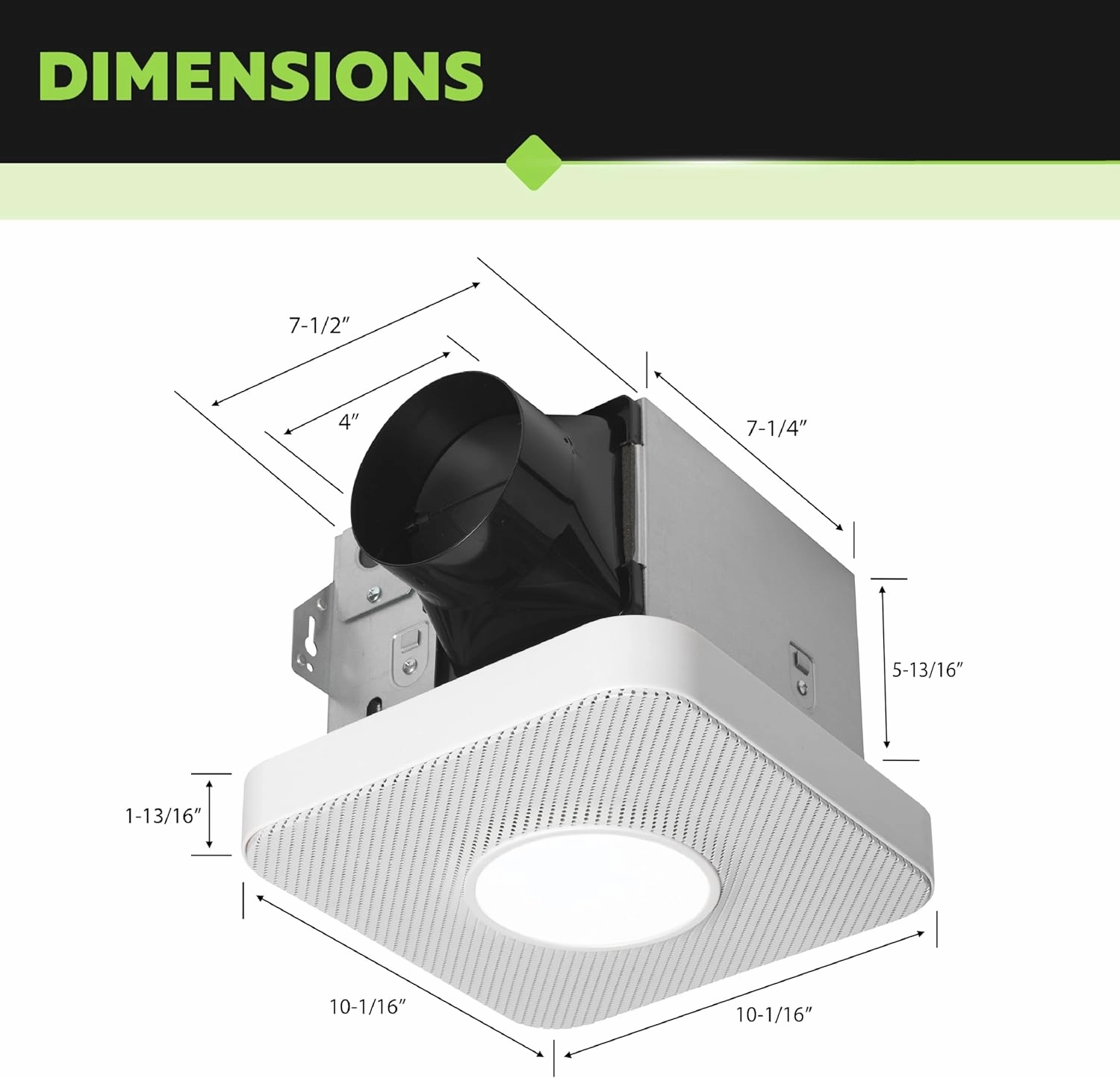 Homewerks 7130-40-BT DC Bathroom Fan with Light and Bluetooth Speaker 90-CFM 1.2 Sones White Easy Install, 4000 Kelvin Cool White Light