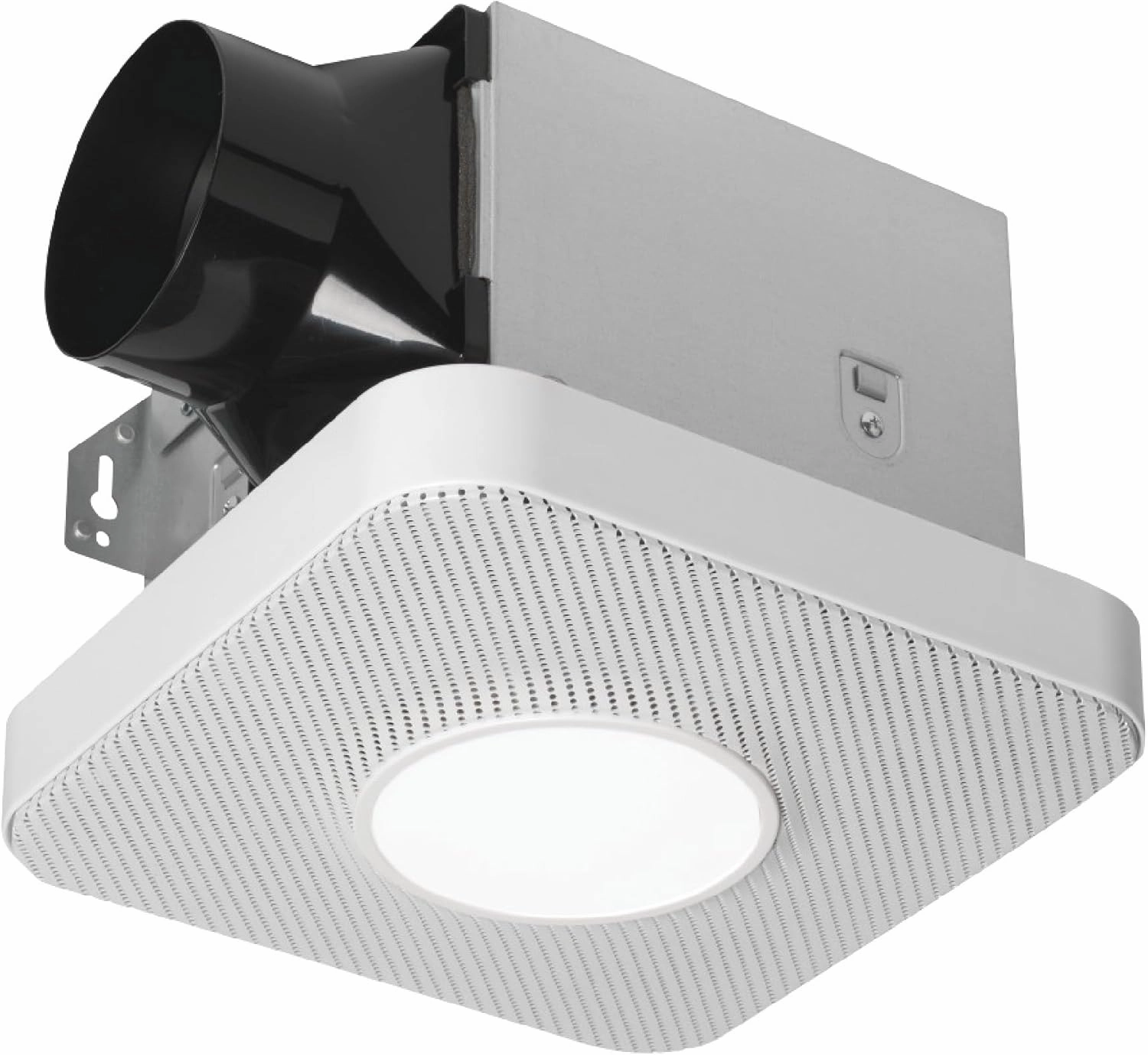 Homewerks 7130-40-BT DC Bathroom Fan with Light and Bluetooth Speaker 90-CFM 1.2 Sones White Easy Install, 4000 Kelvin Cool White Light