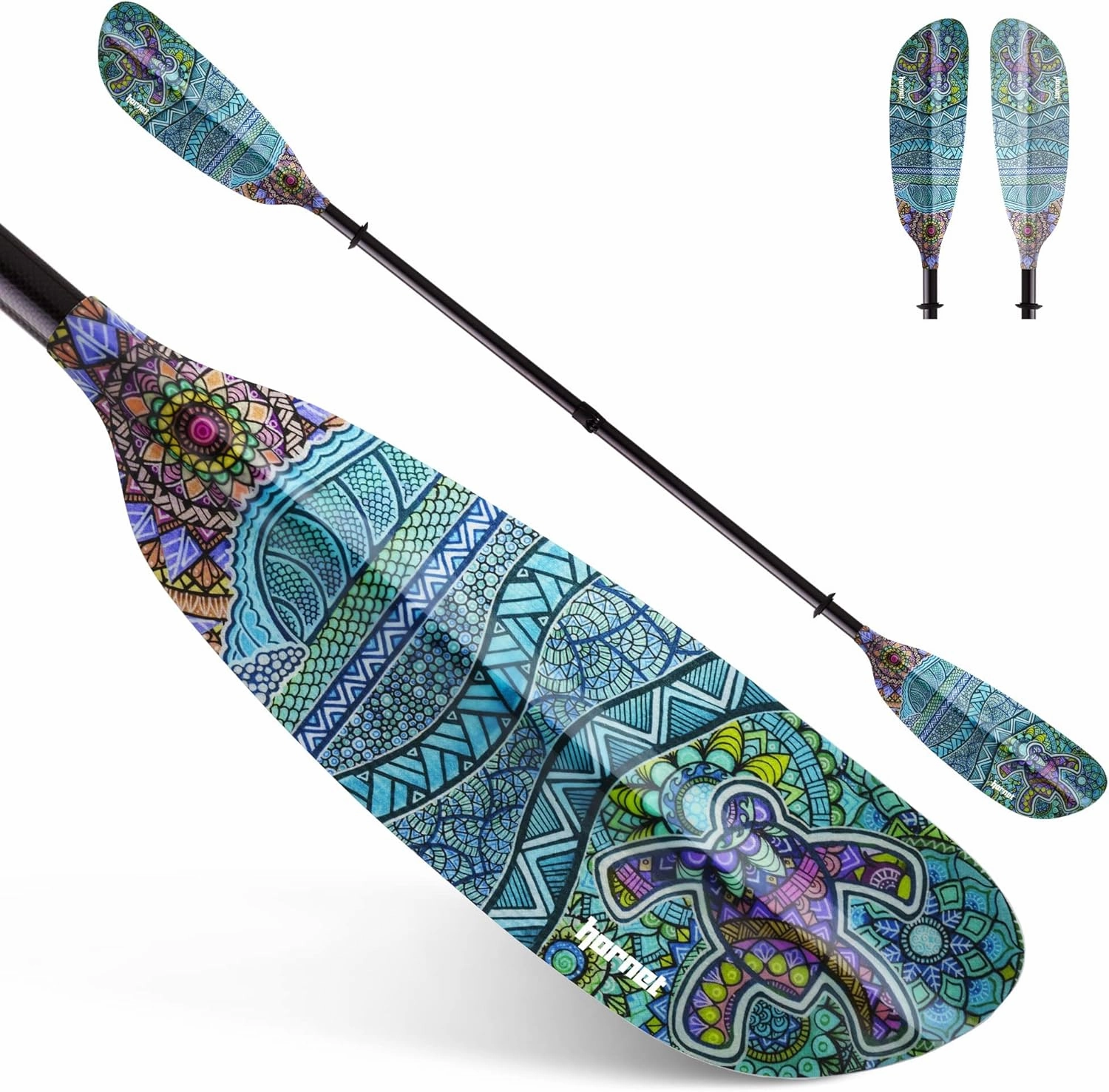 Hornet Watersports Fiberglass Kayak Paddle for Adults- Ideal for Touring, Fishing and Boating- 90.5 inches / 230CM Adjustable with Carbon Fiber Shaft- Kayak Oars Kayaking Equipment