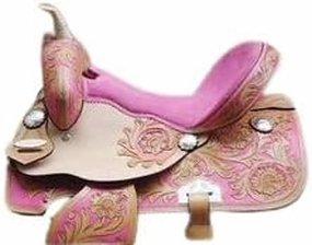 Horse Saddle Western Barrel Racing Racer Leather Handmade Premium Comfort Riding Trail Equestrian Tooled Carved Best Horse Riding Saddle for Horse Size: 10-18 inches Seat Available, BRD330