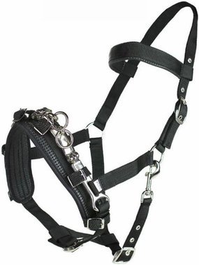 HORZE Nylon Lunging Cavesson - Black - Cob