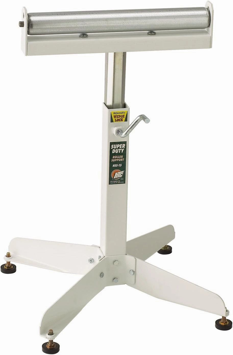 HTC HSS-15 Super Duty Adjustable 22-Inch to 32-Inch Tall Pedestal Roller Stand with 16-Inch Ball Bearing Roller, 500 Lbs. Material support, White