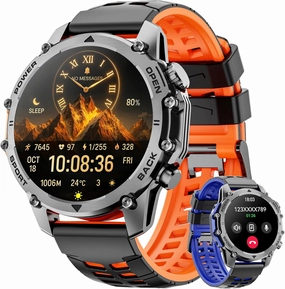 Hwagol Smart Watch (Call/Answer) 1.52'' Military Smart Watches for Men, 100 Sport Modes/Heart Rate/Sleep Monitor/Pedometer, 2025 New Fitness Tracker Two Style Kits,Watches for Men for Android iPhone