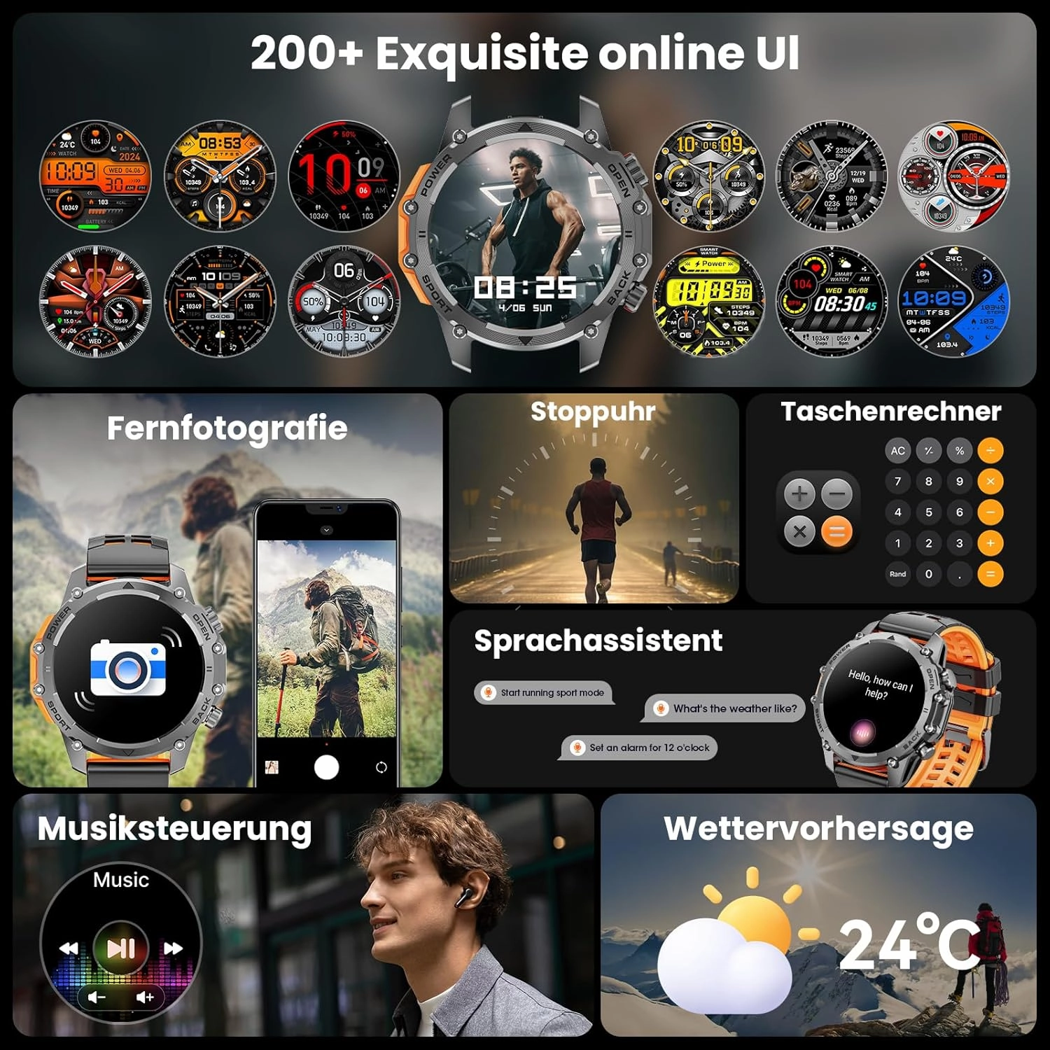 Hwagol Smart Watch (Call/Answer) 1.52'' Military Smart Watches for Men, 100 Sport Modes/Heart Rate/Sleep Monitor/Pedometer, 2025 New Fitness Tracker Two Style Kits,Watches for Men for Android iPhone