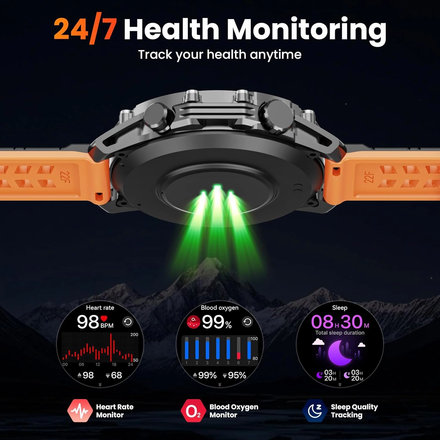Hwagol Smart Watch (Call/Answer) 1.52'' Military Smart Watches for Men, 100 Sport Modes/Heart Rate/Sleep Monitor/Pedometer, 2025 New Fitness Tracker Two Style Kits,Watches for Men for Android iPhone