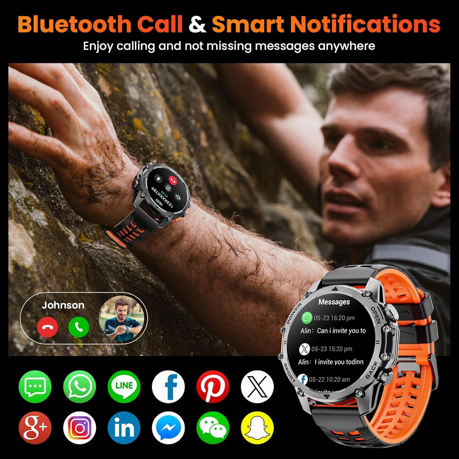 Hwagol Smart Watch (Call/Answer) 1.52'' Military Smart Watches for Men, 100 Sport Modes/Heart Rate/Sleep Monitor/Pedometer, 2025 New Fitness Tracker Two Style Kits,Watches for Men for Android iPhone