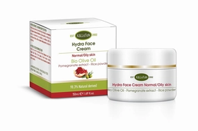 Hydra Active Face Cream, Organic Olive and Argan Oil with Pomegranate Extract, Antioxidant Action Cream, Ammonia-Free, All Natural-Ingredients, Product of Greece, 1.69 oz