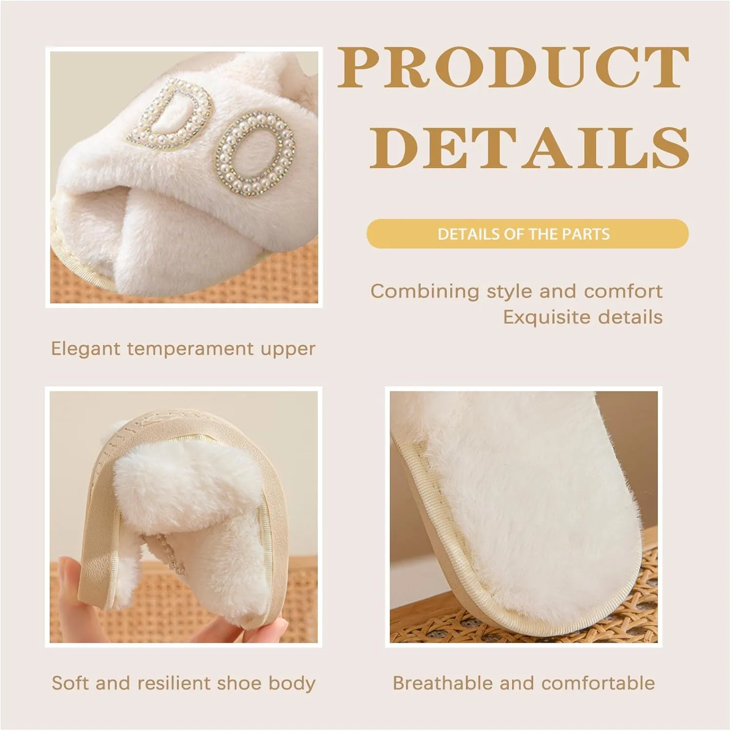 I Do Slippers With Bride Letter Makeup Open Toe Slippers For Women's Wedding Slippers Fuzzy Soft House Slippers For Bachelorette Party