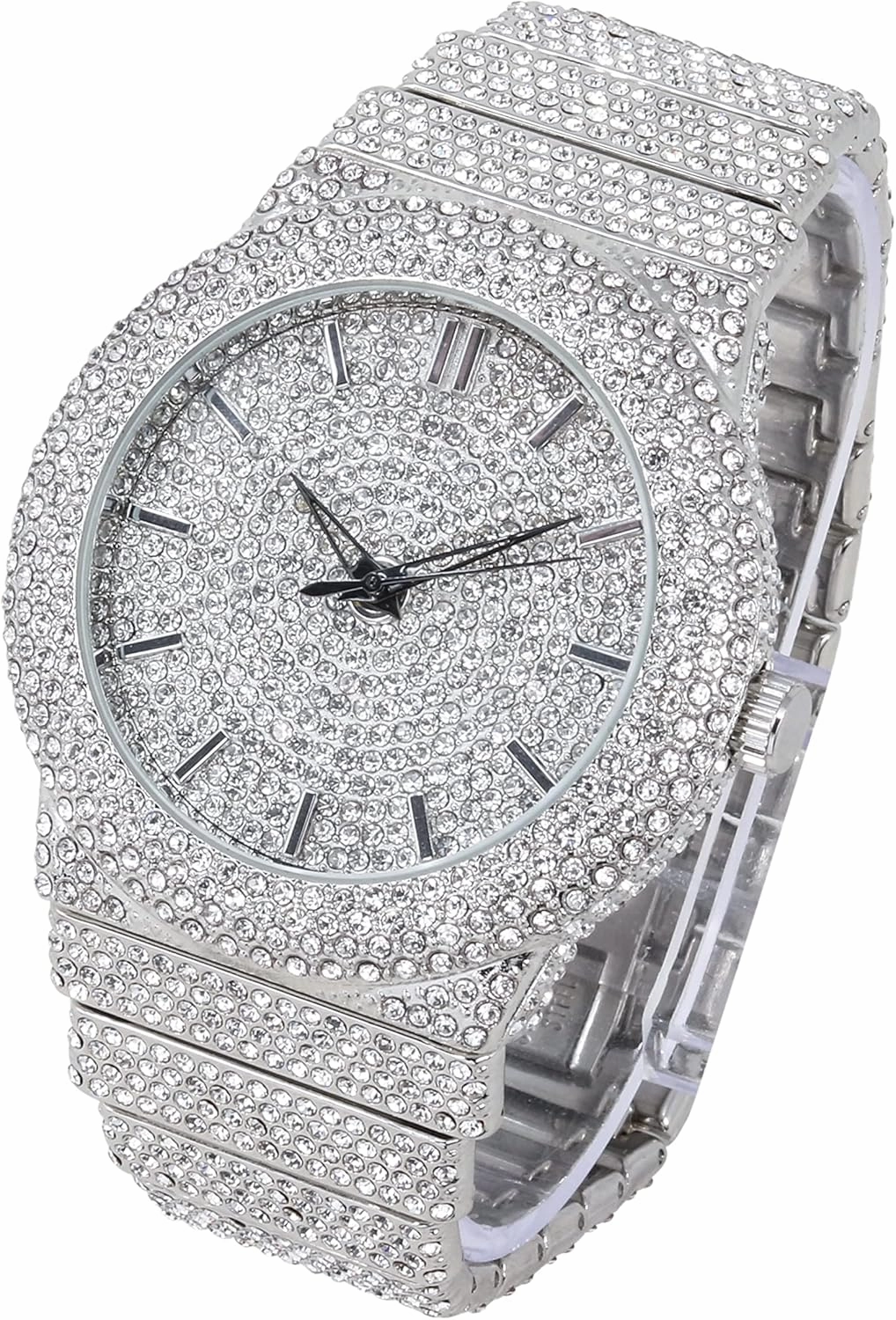 ICE STAR Men's 46mm Fully Iced Out Diamond Watch & Bracelet Set
