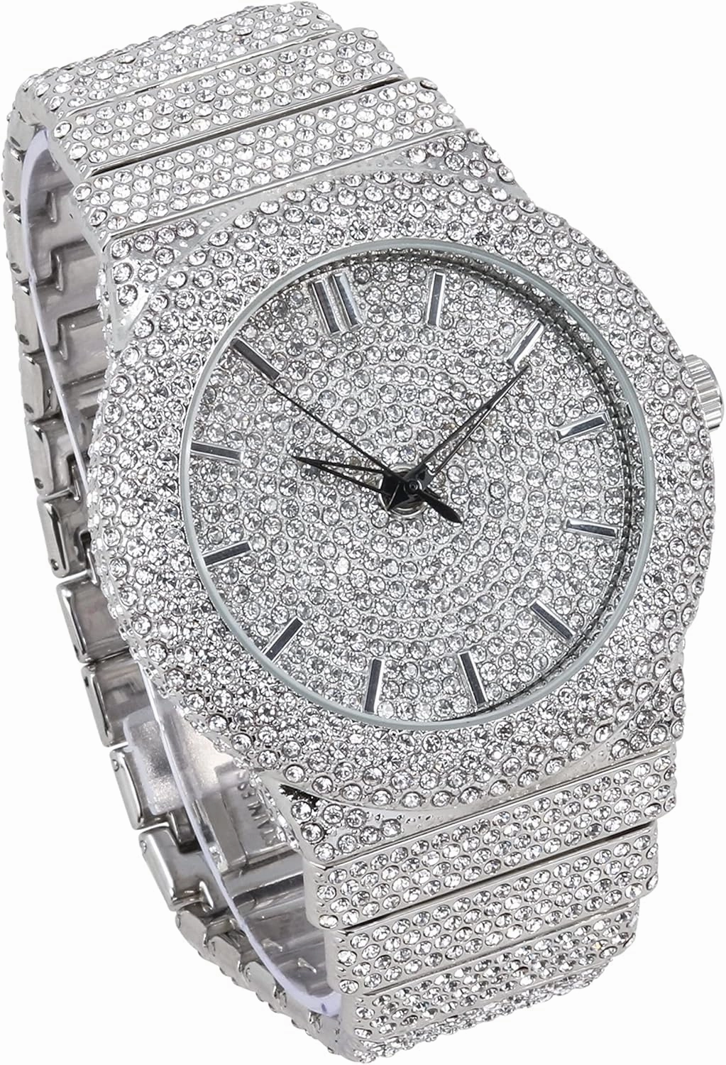 ICE STAR Men's 46mm Fully Iced Out Diamond Watch & Bracelet Set
