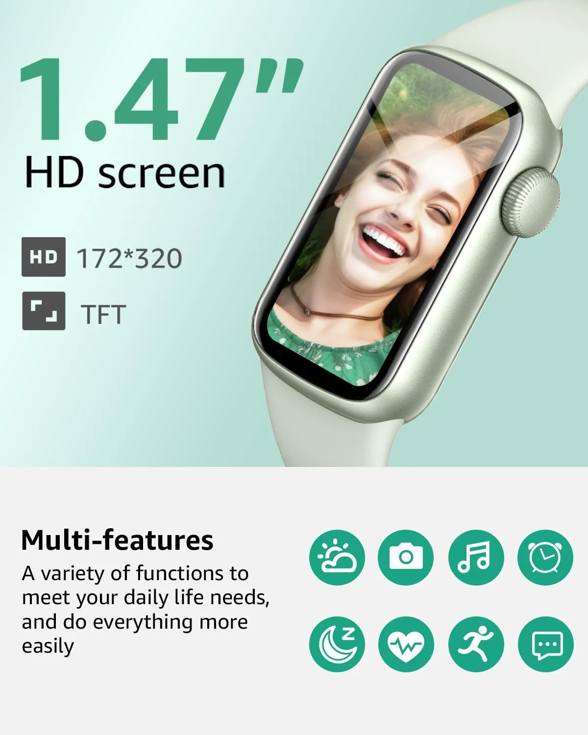 IMFRCHCS Fitness Tracker,Smart Watch with 1.47" Touch Display,137 Sport Modes Fitness Watch with Heart Rate Sleep Monitor, Step Counter,IP68 Waterproof Activity Trackers for Women Men
