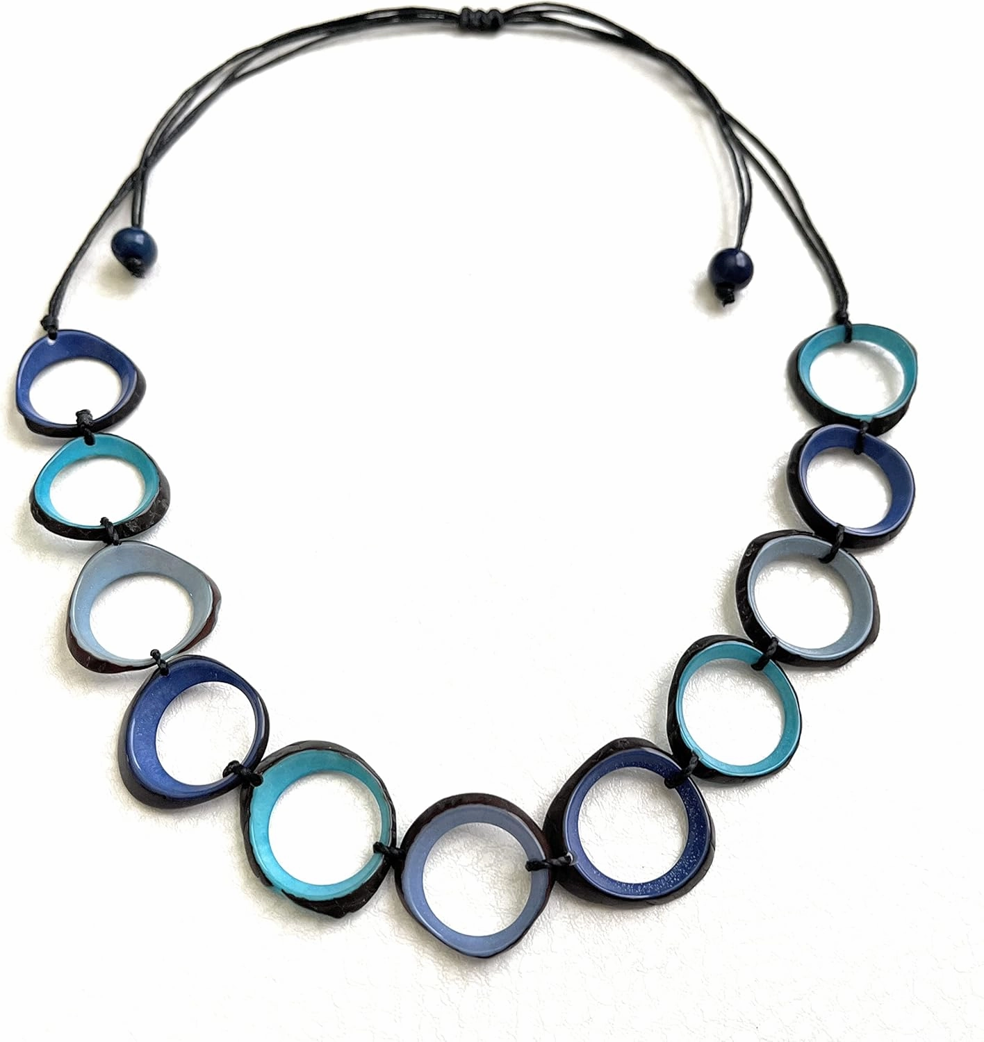 in Blue, Adjustable Length Vegetable Ivory Necklace, Tagua Necklace, Organic Necklace, Eco Friendly 30 INCHES TAG726