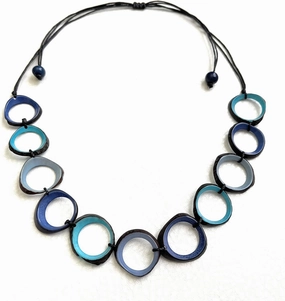 in Blue, Adjustable Length Vegetable Ivory Necklace, Tagua Necklace, Organic Necklace, Eco Friendly 30 INCHES TAG726