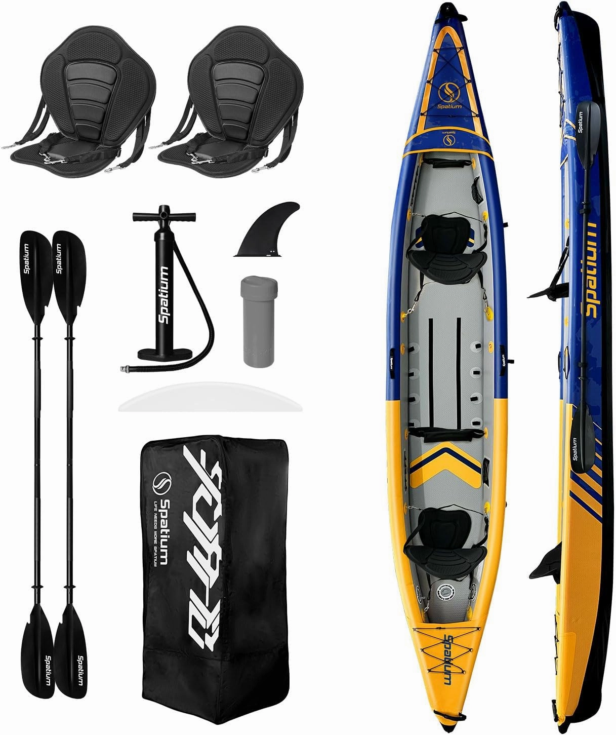 Inflatable Kayak 1 & 2 & 3 Person Adult- Full Drop Stitch Kayak for Adults,Portable, and Durable Tandem Kayak for Fishing, Touring, and Water Sports