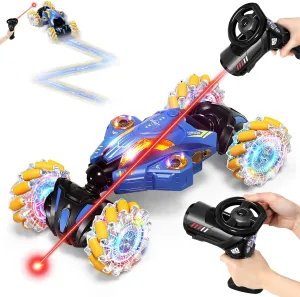 Infrared ray Gesture Sensing Rc Stunt Twist Car，4WD 2.4GHz Sensor Hand Remote Control Car with Lights Music,Toy Kids 6-8-12 Year Old,Birthday Presents Ideas Gift Age 7 9 10 11 Boy Girl
