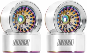 INJORA CNC Aluminium 1.0" Beadlock Wheel Rim for 1/18 1/24 RC Crawler (Rainbow)