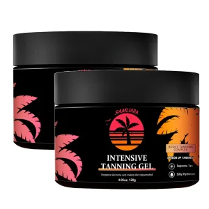 Intensive Tanning Gel | Browning Tan Accelerator | Non-Greasy, Water-Resistant with Carrot and Coconut Oil | Vitamin A & E For Moisture & Hydration | 4 Fl Oz (2pcs)