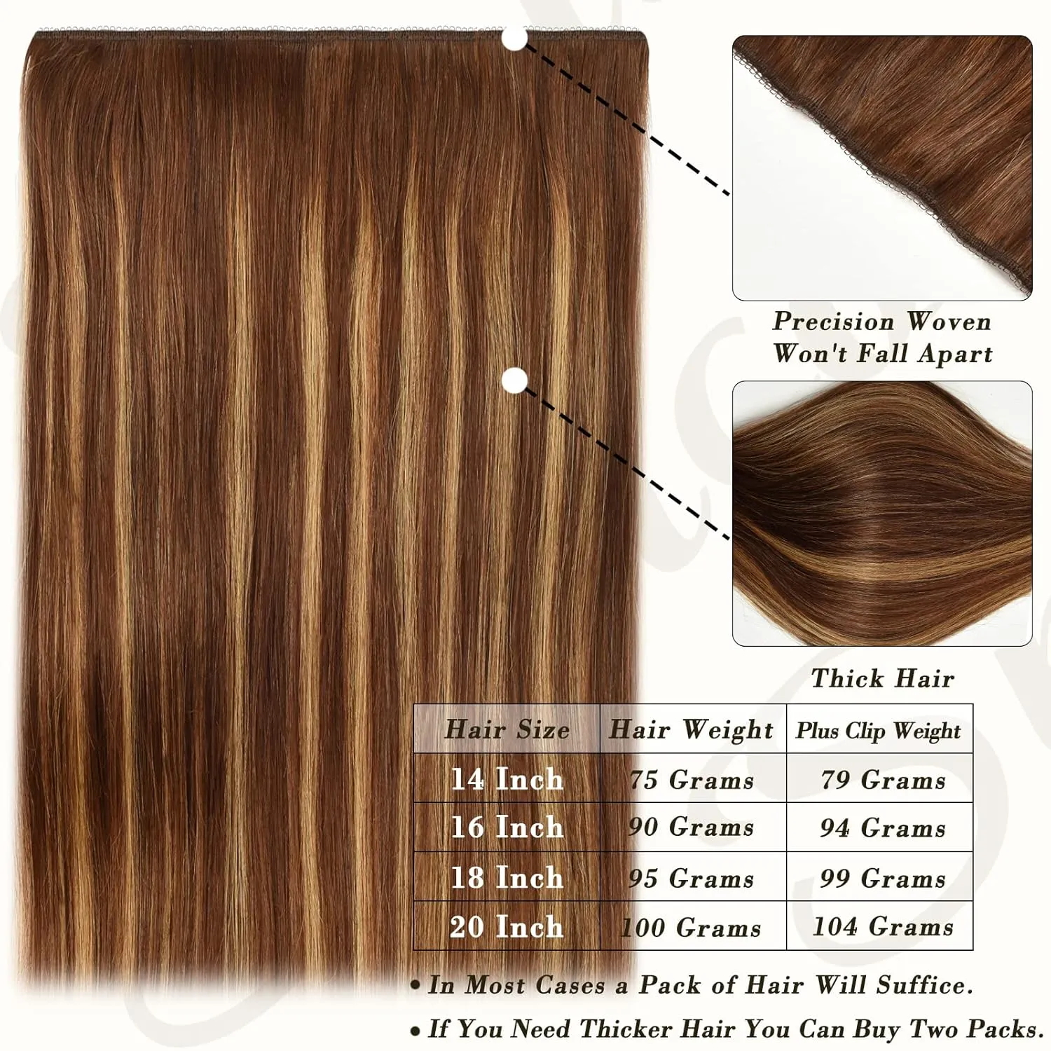 Invisible Wire Hair Extensions Real Human Hair-Smilco Balayage Dark Brown to Chestnut Brown 20 Inch 100g Hair Extension Invisible Natural Straight Hairpiece With Transparent Fish Line Hair Wire
