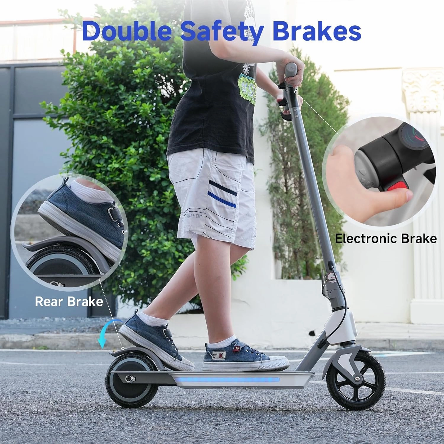 isinwheel S4 Electric Scooter for Kids Ages 6-14, 200W Foldable Kids Electric Scooter with 3 Speeds (5/8/12 Mph), LED Display, Colorful Lights, Gift for Kid