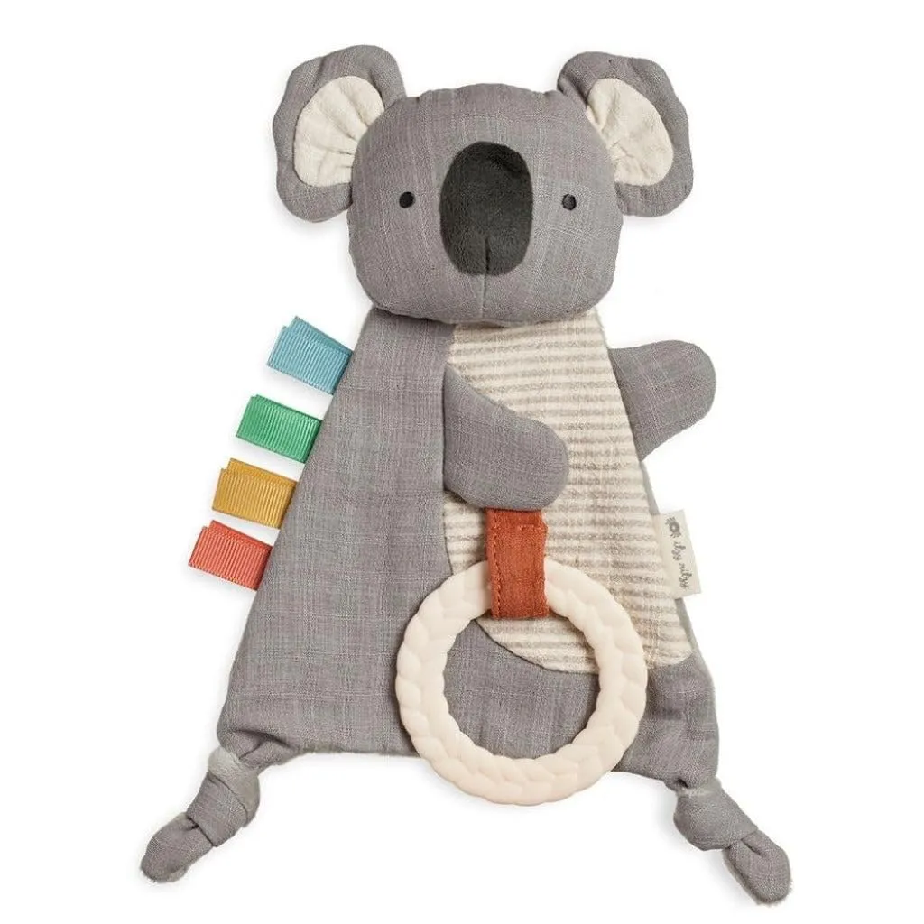 Itzy Ritzy - Bitzy Crinkle Sensory Toy Koala with Crinkle Sound for Babies & Toddlers & Link & Love Toy for Stroller, Car Seat or Activity Gym, Features Textured Ribbons
