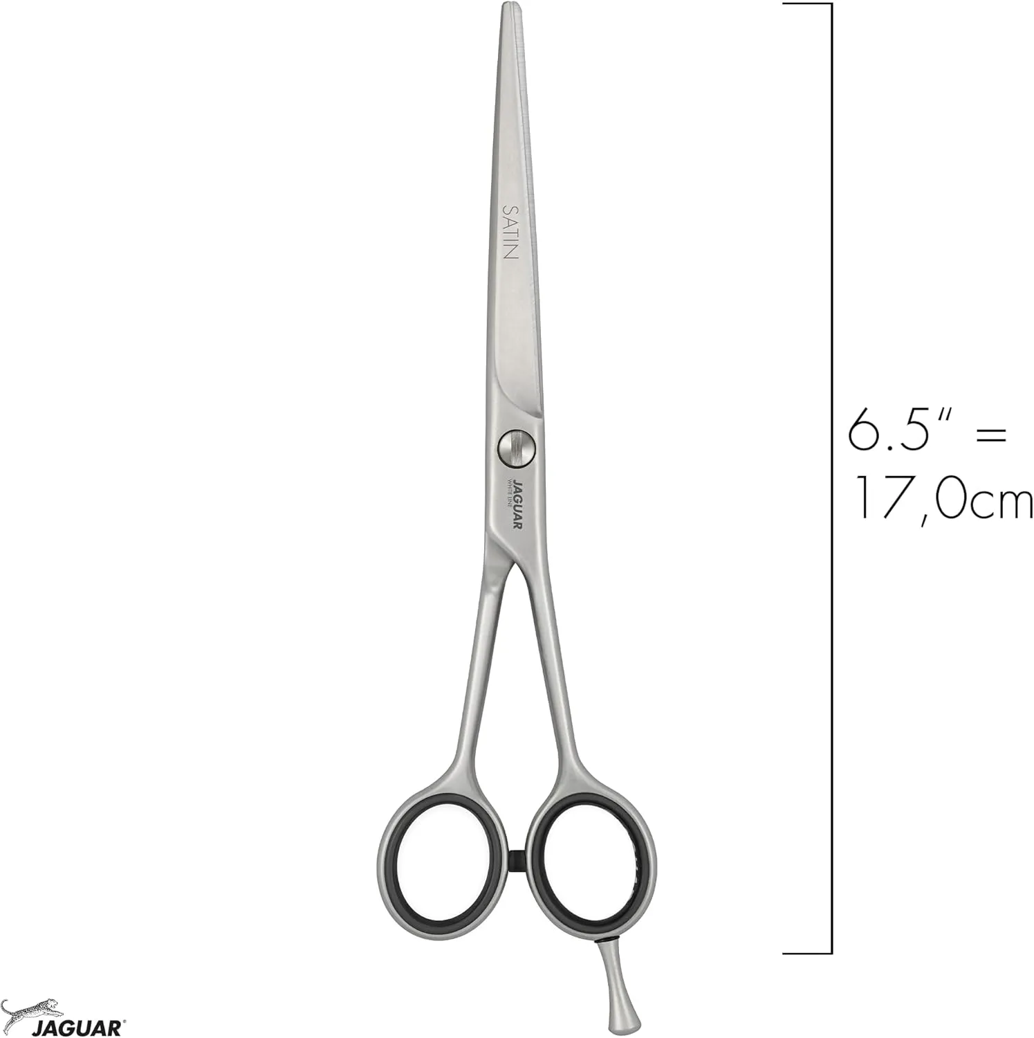 Jaguar Shears White Line Satin 6.5 Inch Professional Steel Hair Cutting & Trimming Scissors for Salon Stylists, Beauticians, Hairdressers and Barbers, Classic Design, Made in Germany