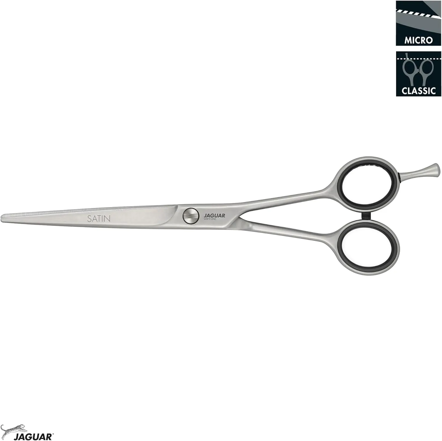 Jaguar Shears White Line Satin 6.5 Inch Professional Steel Hair Cutting & Trimming Scissors for Salon Stylists, Beauticians, Hairdressers and Barbers, Classic Design, Made in Germany