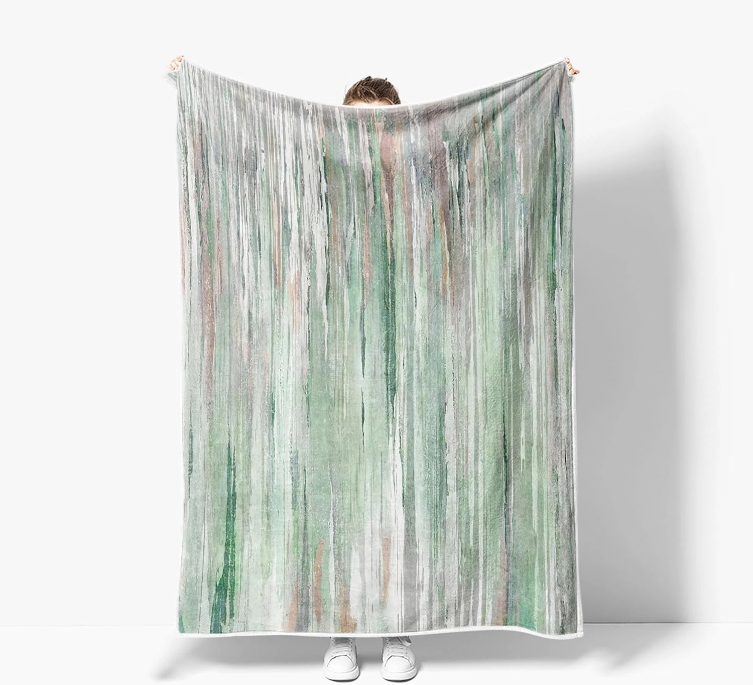JAWO Sage Green Throw Blanket, Green Blankets Abstract Soft Fleece Blankets for Couch Sofa Bedroom, Morden Navy green teal Cooling blanket for Women Girls Gifts, 50X60