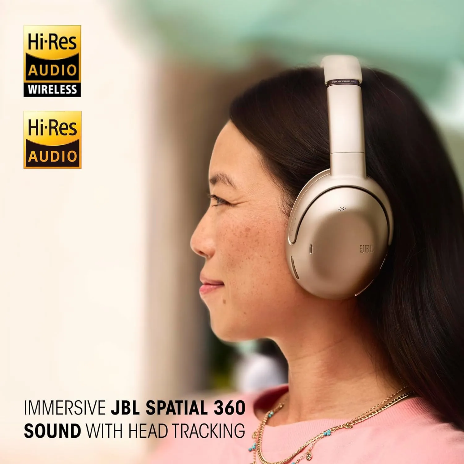 JBL Tour One M3 Smart Tx - Wireless Over-Ear Noise Cancelling Headphones with Smart Transmitter, Hi-Res Audio (3.5mm or USB-C), Spatial 360 Sound with Head Tracking & 70Hrs of Playback (Mocha)