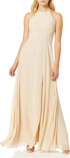 Jenny Yoo Women's Kayla A-line Halter Chiffon Long Dress