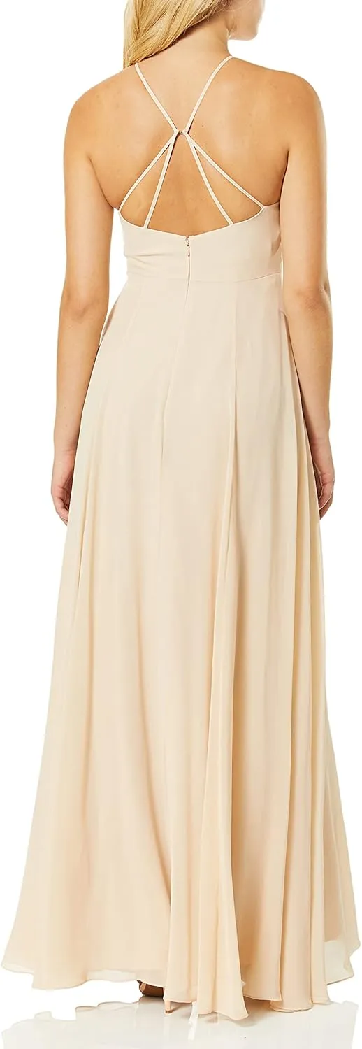 Jenny Yoo Women's Kayla A-line Halter Chiffon Long Dress