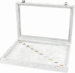 Jewellery Box Organizer 10 Different Designs Clear Glass Lid Velvet Jewelry Organizer Box Jewelry Showcase for Watch Earrings Rings. Jewellery Display Case(B)