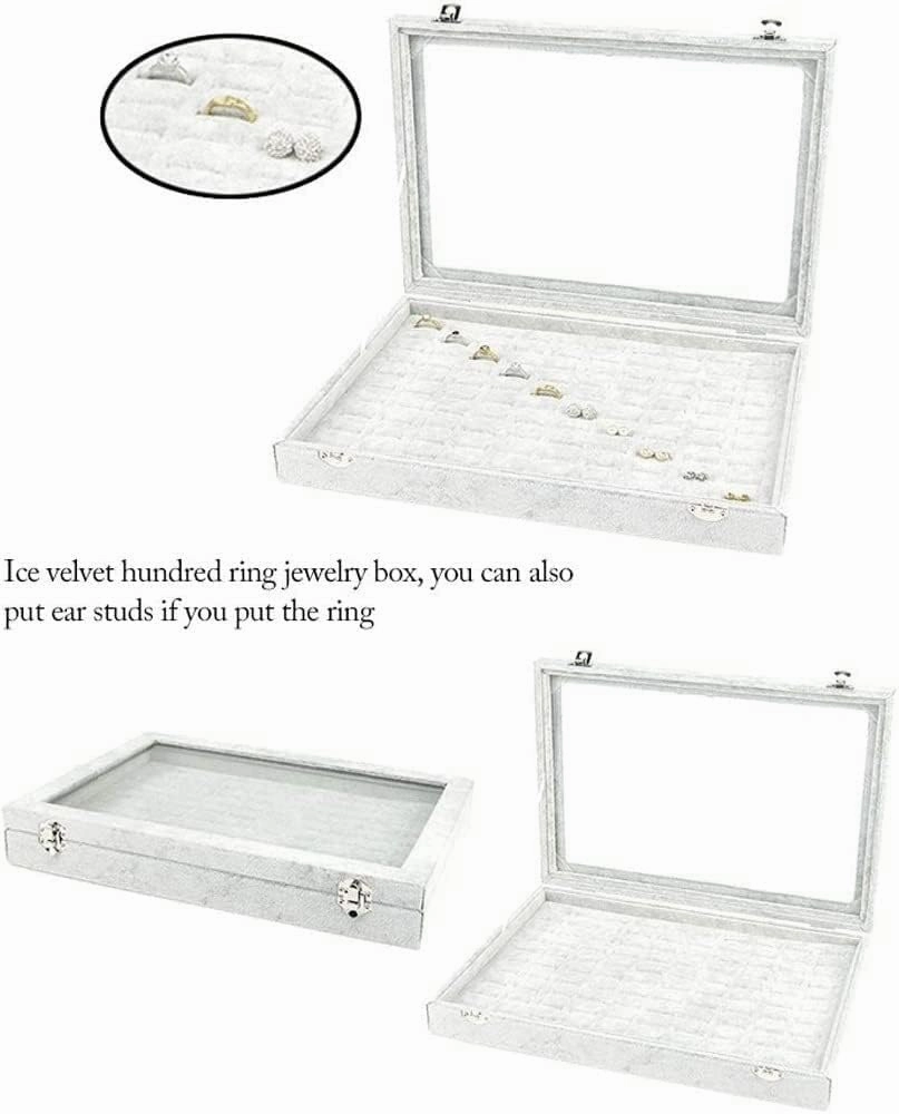 Jewellery Box Organizer 10 Different Designs Clear Glass Lid Velvet Jewelry Organizer Box Jewelry Showcase for Watch Earrings Rings. Jewellery Display Case(E)